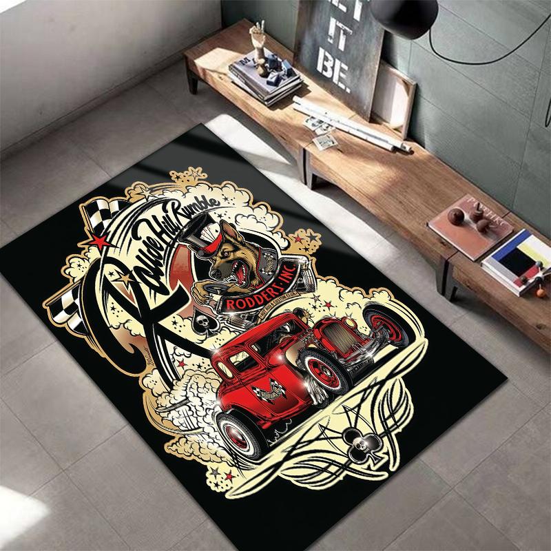 Street graffiti car Pattern Square Carpet,Area Rug,Carpet Rug for Living Room Bedroom Sofa Playroom Decor,Non-slip Floor Mat,Holiday Birthday Gifts