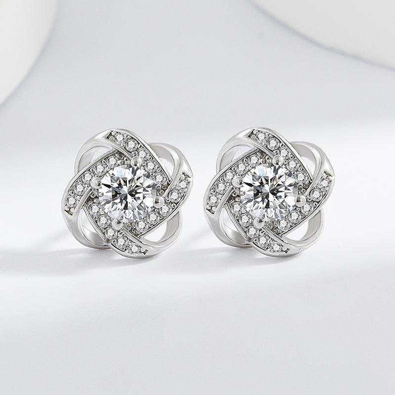 925 Sterling Silver Earrings For Women Round Zircon Earrings Sparkling Party Wedding Jewelry Gift Accessories