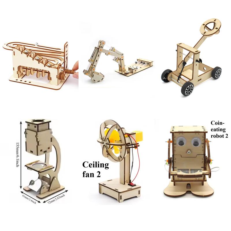 DIY Microscope Excavator fan robot Model Kit - Science And Technology Trend Toy for Small Projects Educational Experiment