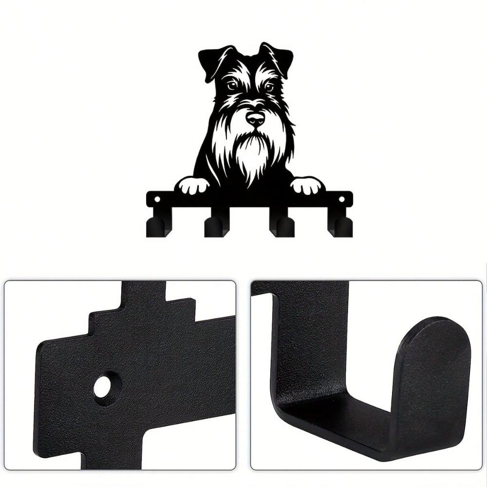 Cute Schnauzer Key Holder, Heavy Duty Metal Wall Mounted Rack with Hooks, Space Saving for Kitchen Office Bathroom Porch, Perfect Gift for Pet Lovers