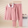 Velvet Thickened Women's Plaid Pajama Set – Warm Long Sleeve for Autumn/Winter, Suitable for Indoor/Outdoor Wear.