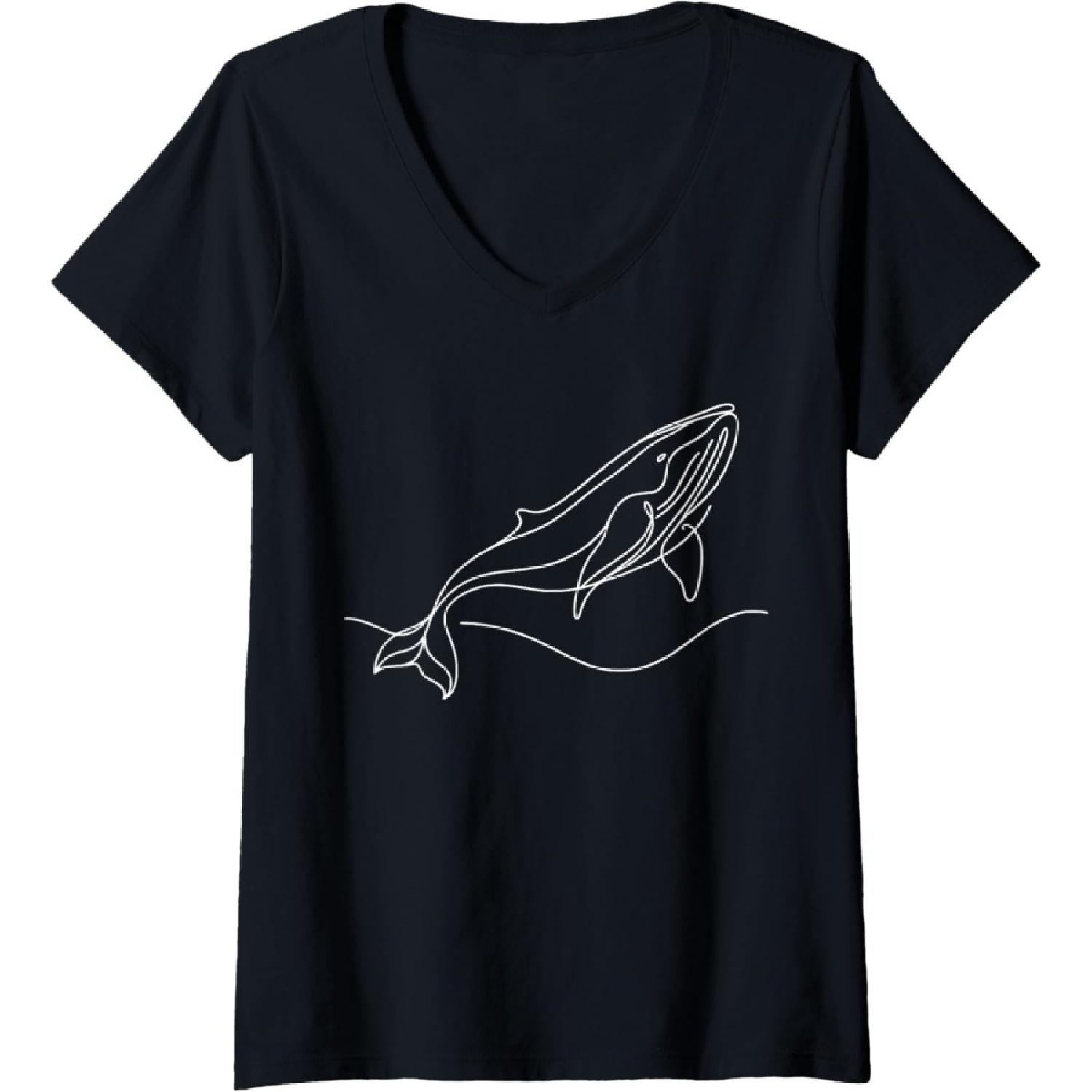 Womens Global Oceans whale migration whale song Humpback Whale V-Neck T-Shirt S