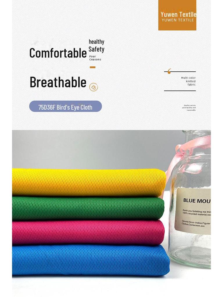 Schnelltrocknendes 75D Polyester Bird's Eye Mesh Sportgewebe für Fußballtrikots