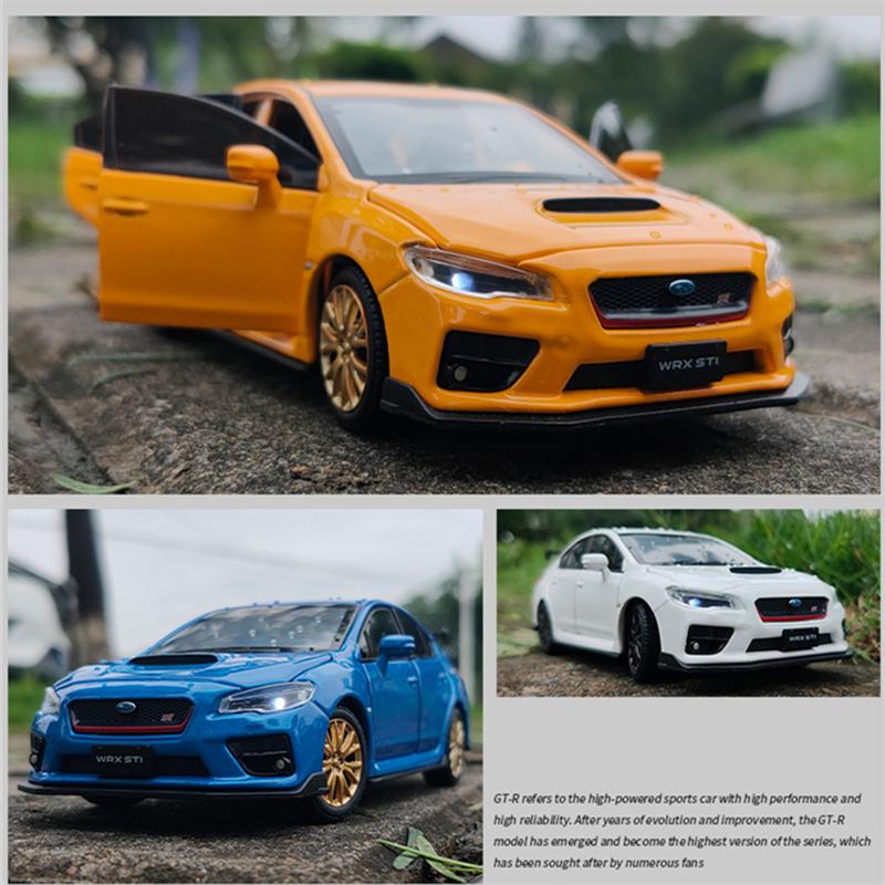 1/32 Subarus WRX STI Alloy Sports Car Model Diecast Simulation Metal Toy Race Car Model Sound and Light Collection Children Gift