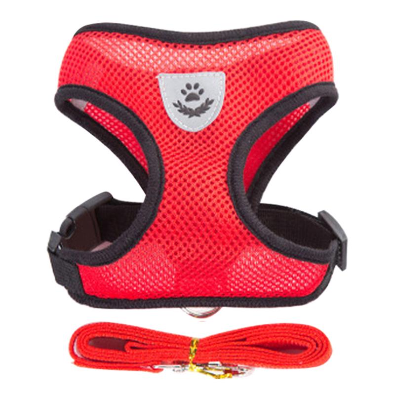 Hundegeschirr für kleine Hunde und Katzen, verstellbares Haustiergeschirr und Leine, Set mit atmungsaktiver Weste für Mops, Chihuahua, Bulldogge, Hundezubehör
