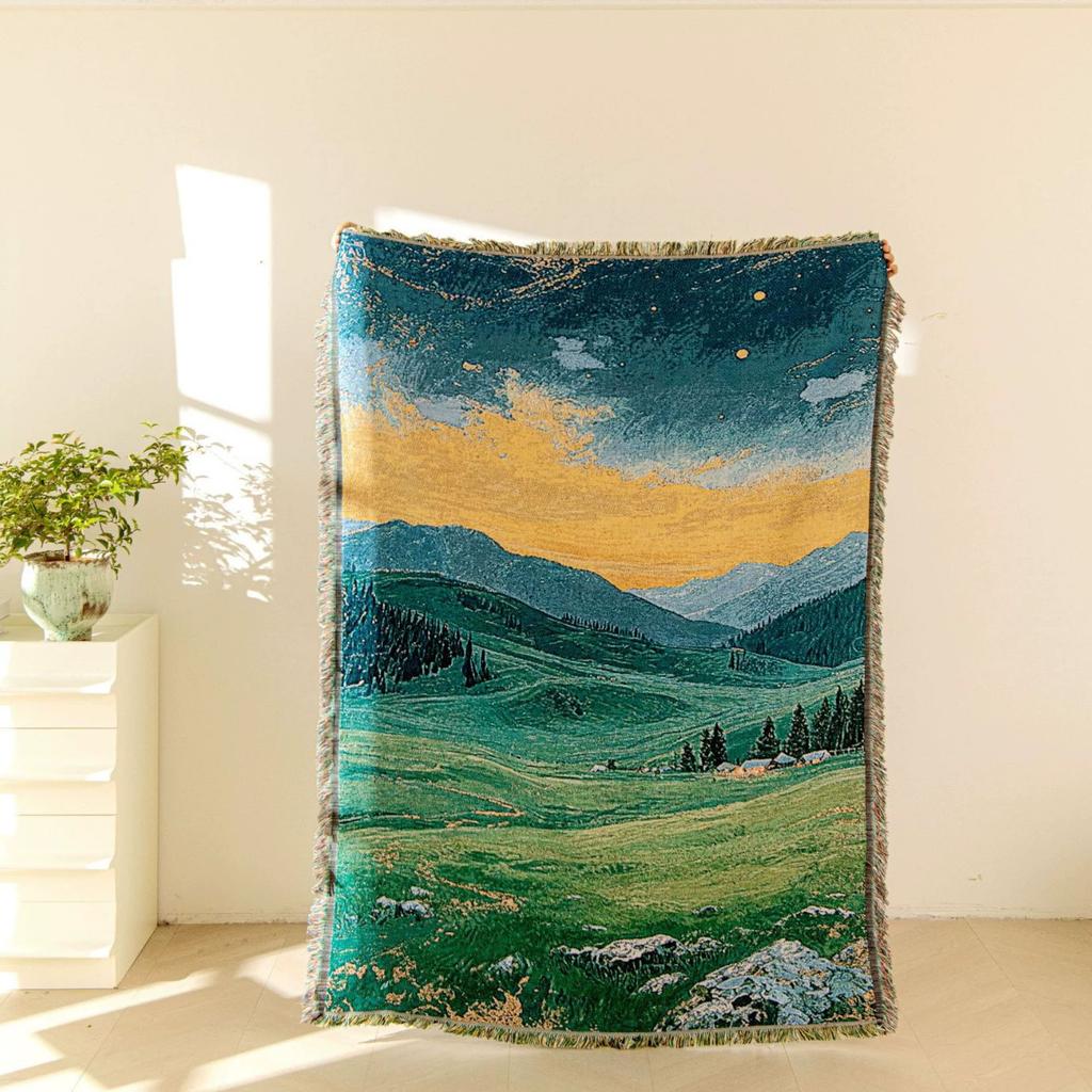 Scenic Landscape Throw Blanket Sofa Cover Home Decoration Tapestry Outdoor Camping Blanket Nap Bed Cover Picnic Tablecloth