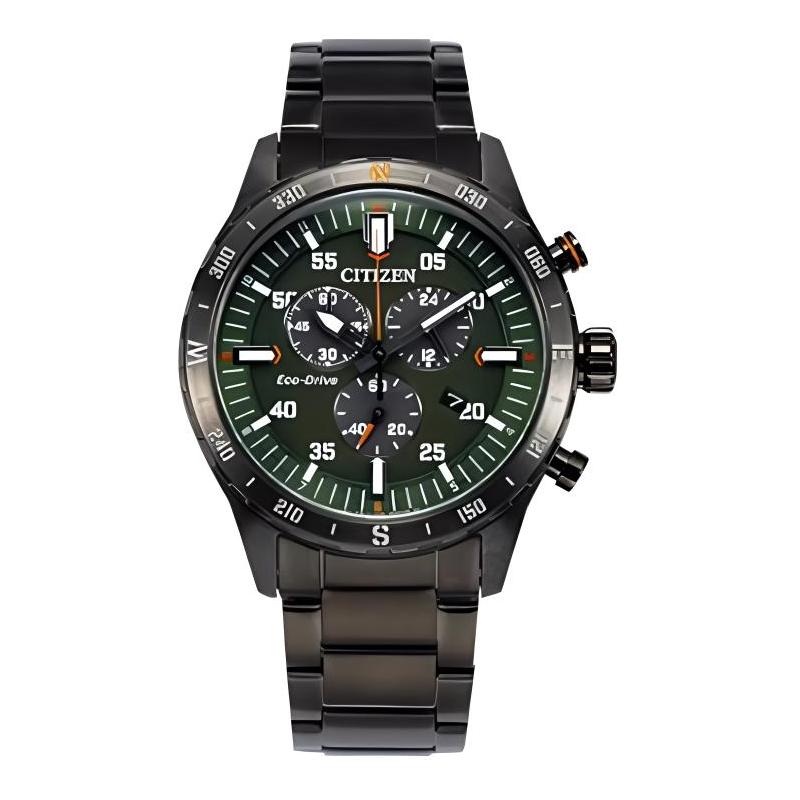 

CITIZEN Eco-Drive Series 100 Meters Waterproof Solar Quartz Steel Strap 43.5mm Men s Watch Green Dial AT2527-80X зелений