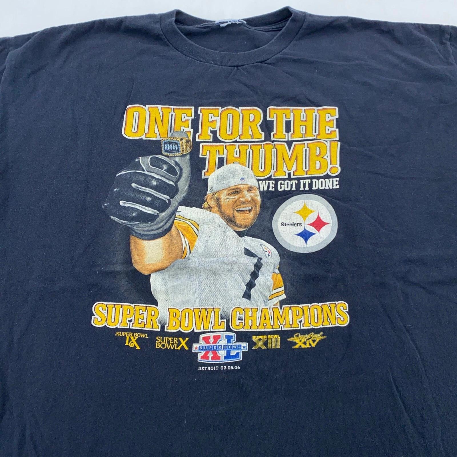 

vintage PITTSBURGH STEELERS SUPER BOWL ONE FOR THE THUMB T-Shirt XL football M