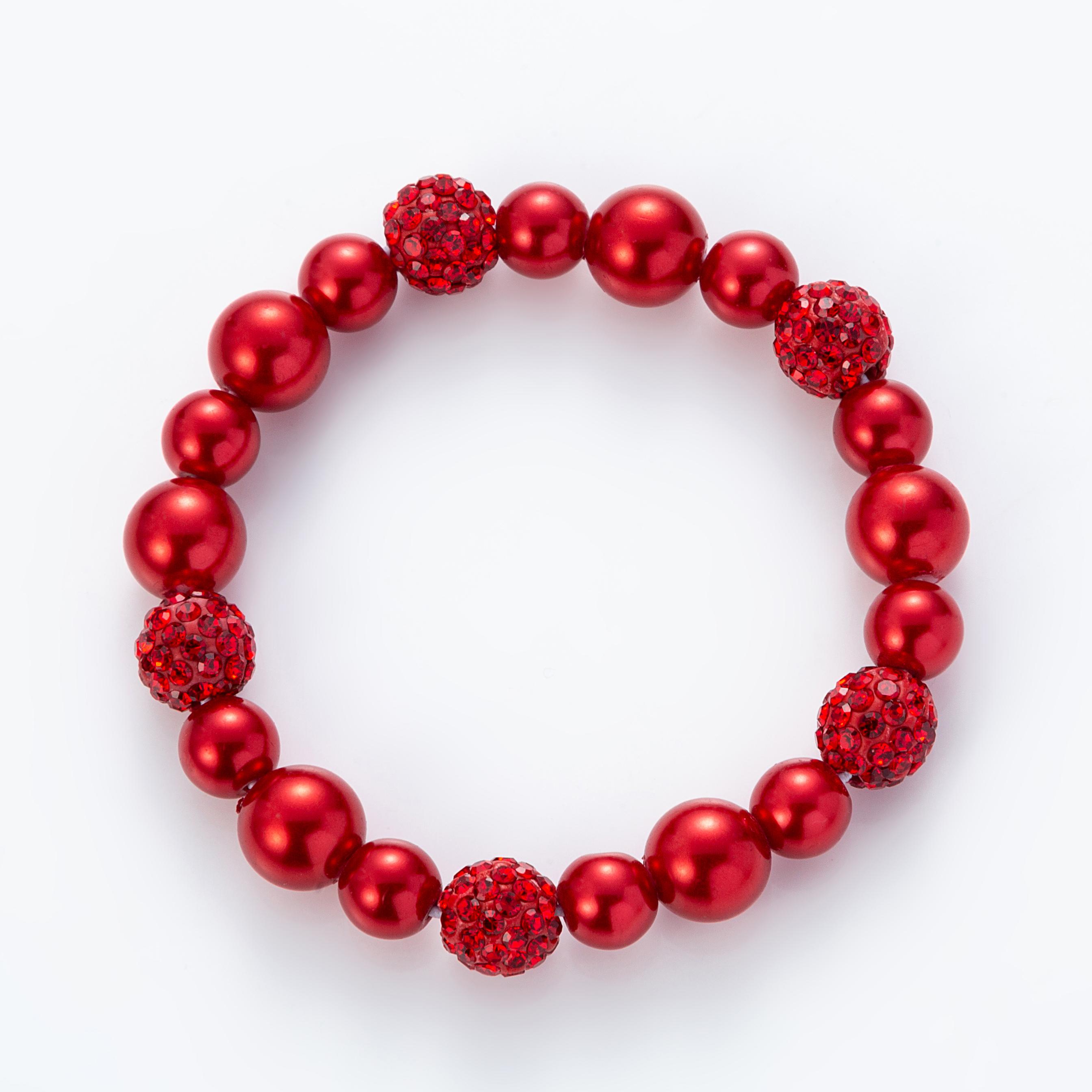 

Multicolor Soft Clay Beaded Bracelet with Synthetic Zircon Inlay Stretchable Elastic Wristband