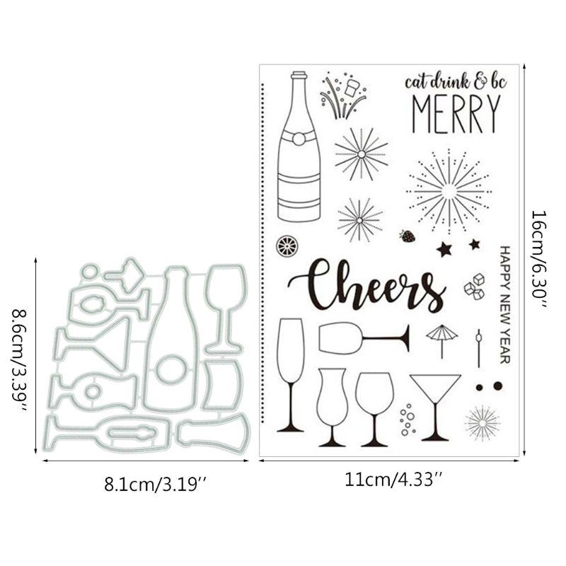 caralin Wine Glass Cutting Dies Clear Stamp for DIY Scrapbooking PaperCard Embossing Measure Ruler Silver caralin Wine Glass Cutting Dies Clear Stamp for DIY Scrapbooking PaperCard Embossing Measure Ruler Silver