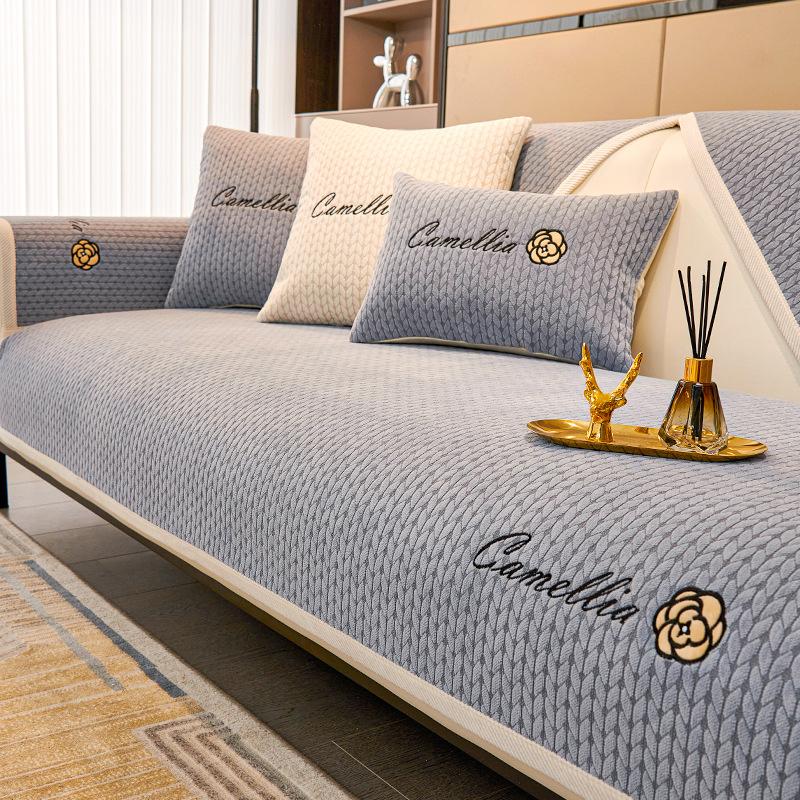 

Подушка для дивана из синели с рисунком пшеницы, универсальный нескользящий чехол для дивана на четыре сезона, новинка 2024, тканевая подушка на спинку 70*70