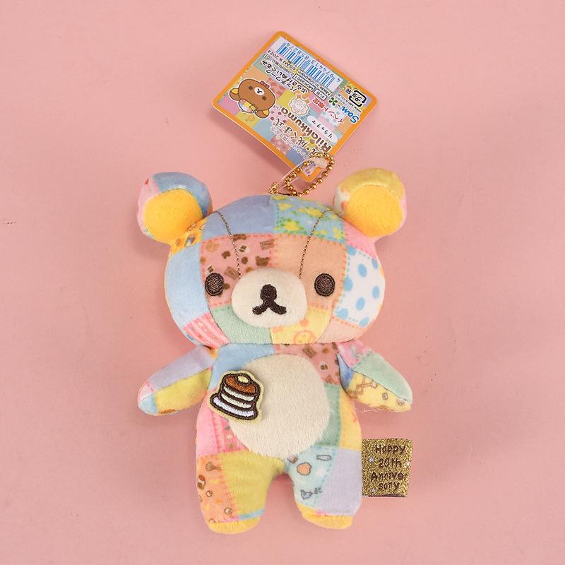 7/12cm Patchwork Limited Rilakkuma Bear Plush Keychain Kiiroitori Doll Pendant Cute Relax Bear Cartoon Decoration Holiday Gift
