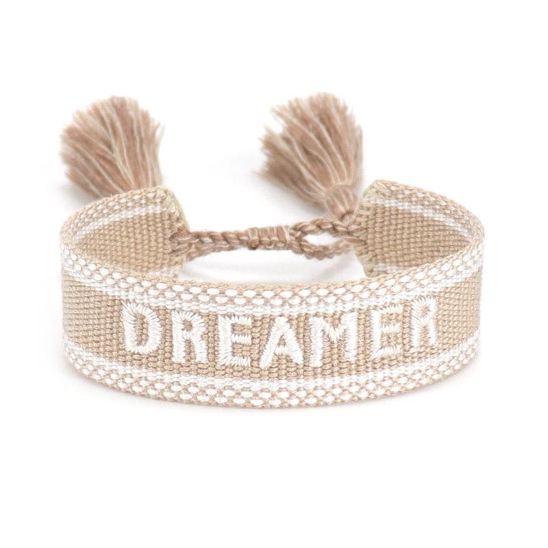 Handmade European Style Embroidered Love Bracelet with Tassels for Girls