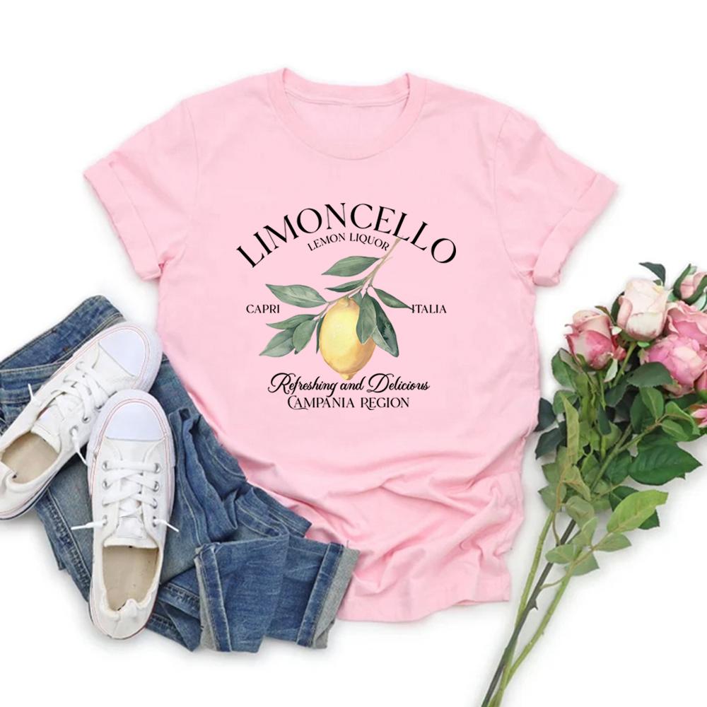 Limoncello T-Shirt Lemon Graphic T Shirts Short Sleeve Women Tshirt Italian Summer Tee Gift for Lemon Lovers Italy Vacation Tops