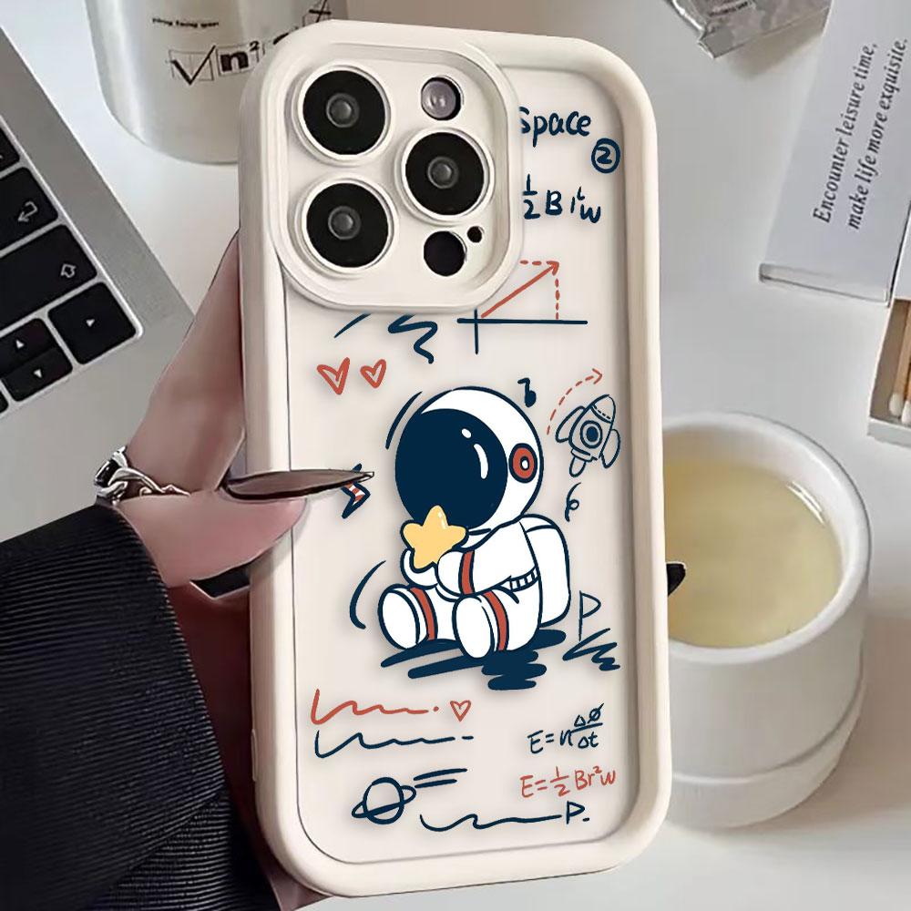 Cartoon Astronaut Space Phone Case For VIVO V60 V21 V23E V25 V27 V27E V29 V29E V30 V30E V40 V50 X80 X90 X100 X200 Shell Cover