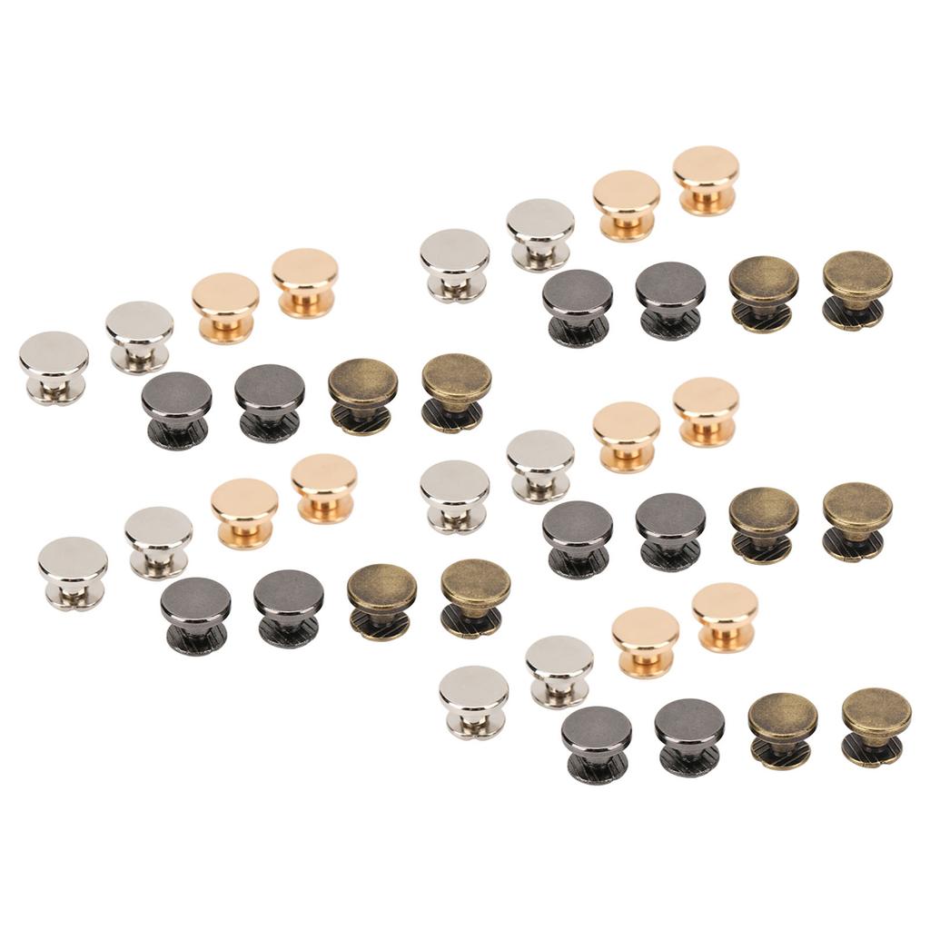 40Pcs DIY Binding Screw 4 Colors Flat Head 9x5mm Smoother Surfaces Metal Chicago Screws for Belts