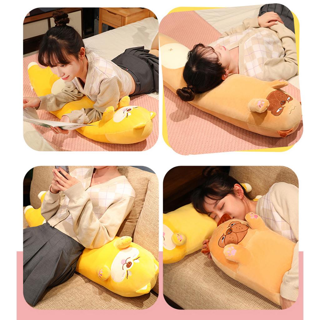 Dog Plush Pillow Comfortable PP Cotton Stuffed Animals Plush Long Dog Body Pillow Toy Grey