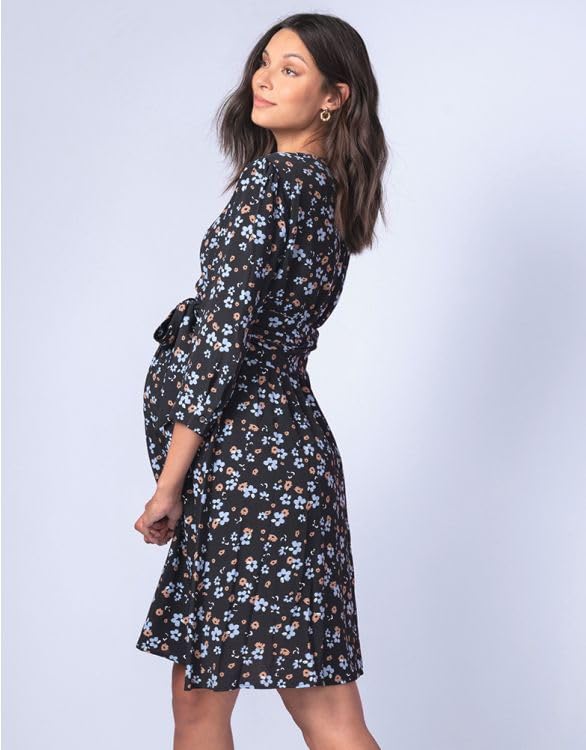 Casual Breastfeeding Maternity Black Floral [Seraphin] Dress, Dress, JOY, Women's,