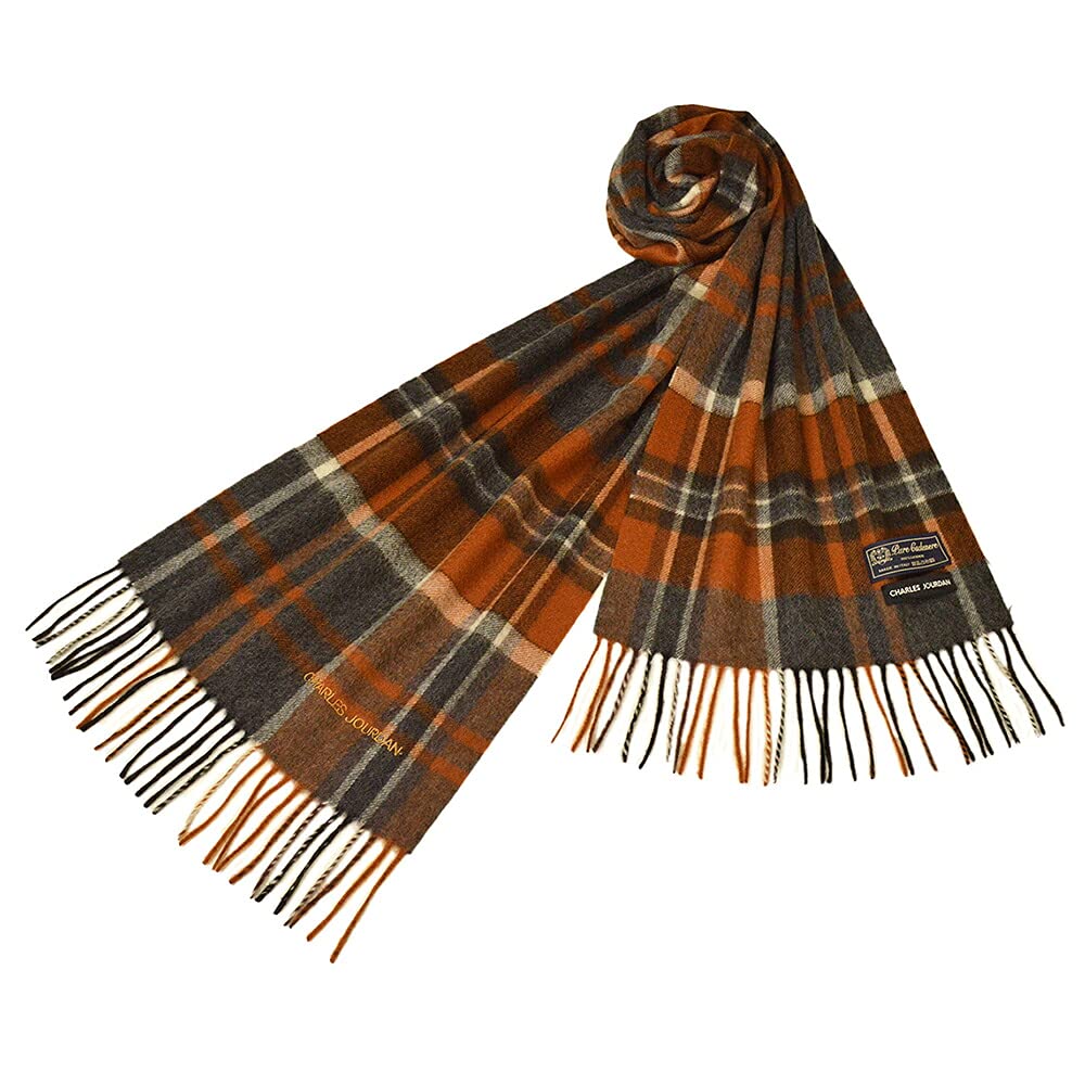 

Charles Jourdan Cashmere Scarf with Check Pattern and Logo ecj21w111 R9904 1R190036 Orange (Size 180/30cm)