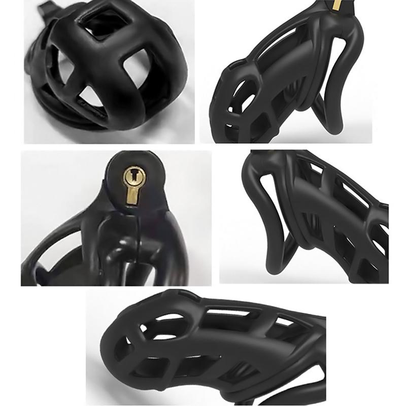 Men's Resin Nylon Chastity Belt Set with 4 Cock Penis Rings Sleeve Lock Cobra Cock Cage with Keys Male Extreme Bondage Sex Toys