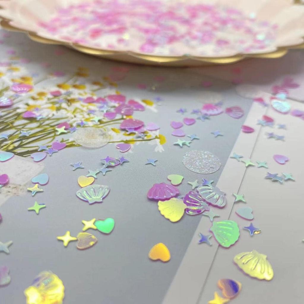 2000 Piece Mermaid Seashell Glitter PVC Table Confetti for Wedding, Birthday, Bridal Shower, Valentines Party Decorations (Pink)