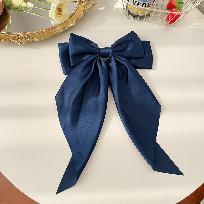 11 Solid Color Satin Ribbon Big Bows Hairpin Spring Clips Hair Accessories for Women Girls Trendy Korean Summer Headwear