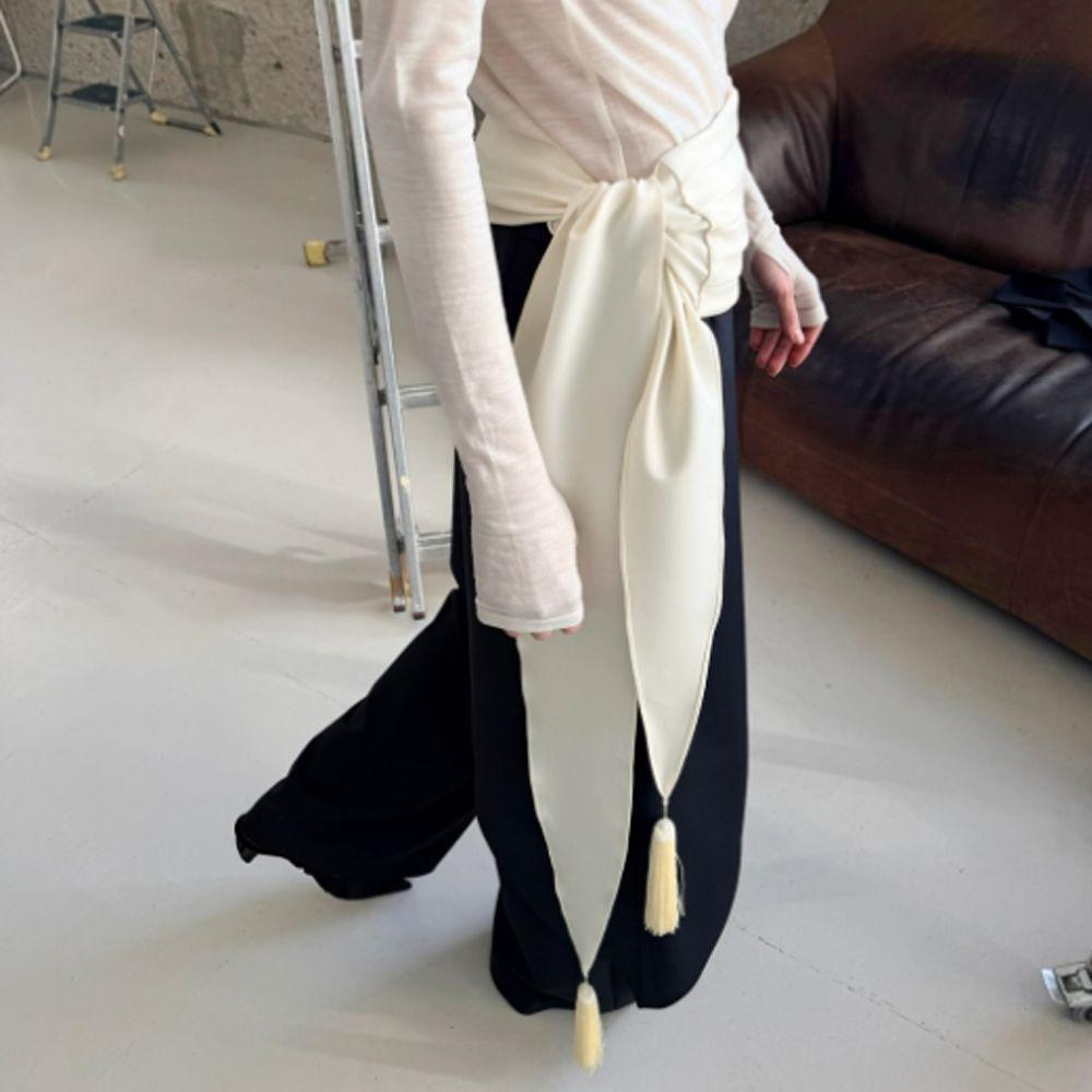 Black Color Wide Wrap Belt Soft Fabric Obi Belt New Waist Sash Belt  Women