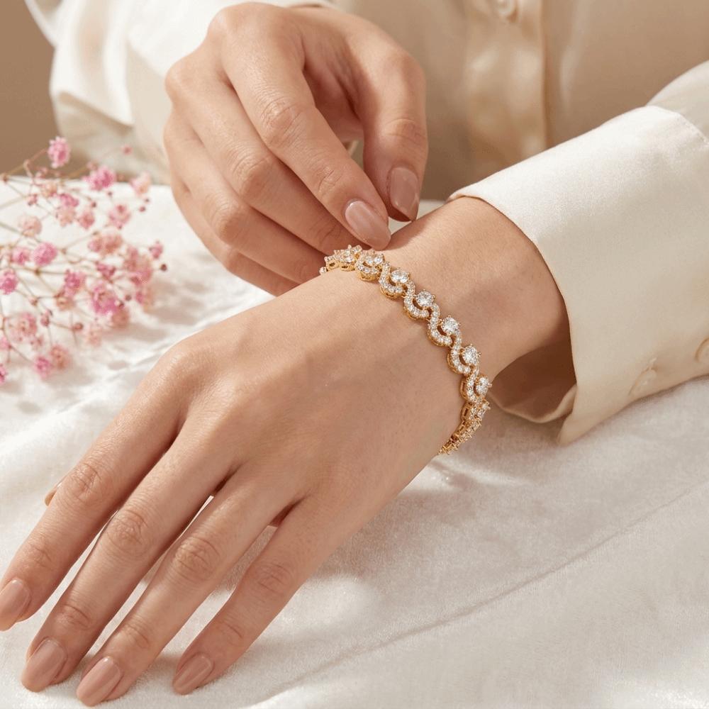 Gold Plated Zircon Cross Hand Chain Colorful Fashion Jewelry Crystal Gemstone Bracelet For Women