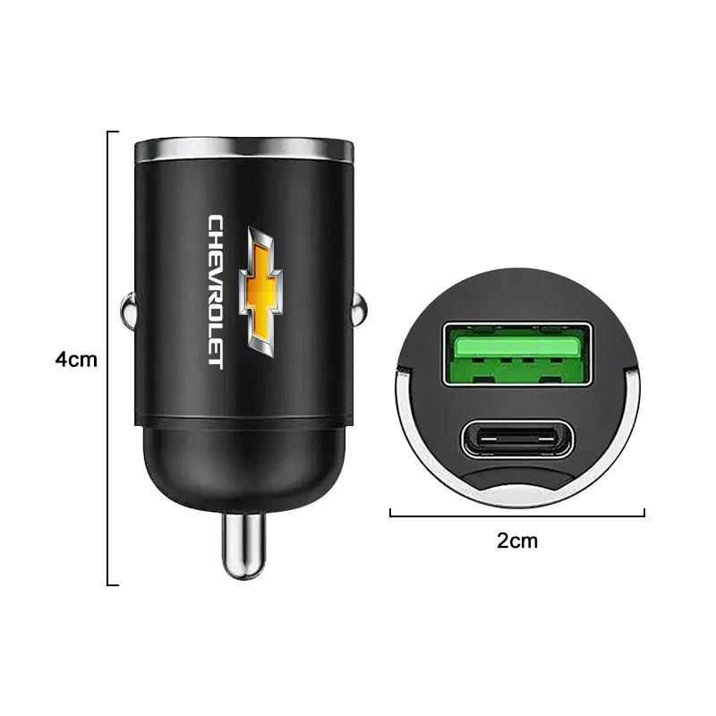1Pc Mini Car Charger 12-24V Lighter Fast Charging Car USB Type C Charger For Chevrolet Cruze Captiva Lacetti Spark Aveo Orlando Epica Camaro Sail