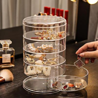 Women Jewelry Hair Accessories Storage Box Hair Tie Container Small Jewelry Box Multi-Layer Storage Box Hair Container Rotatable Storage Box Drawer