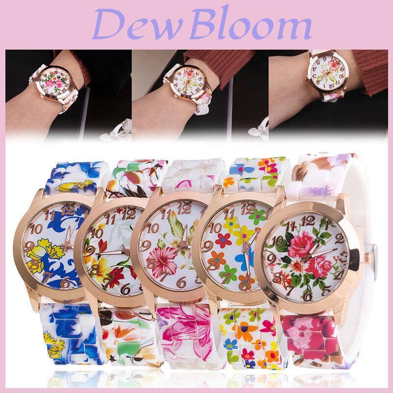 Elegante Orologio da Donna con Cinturino in Silicone e Stampa Floreale per Uso Casual