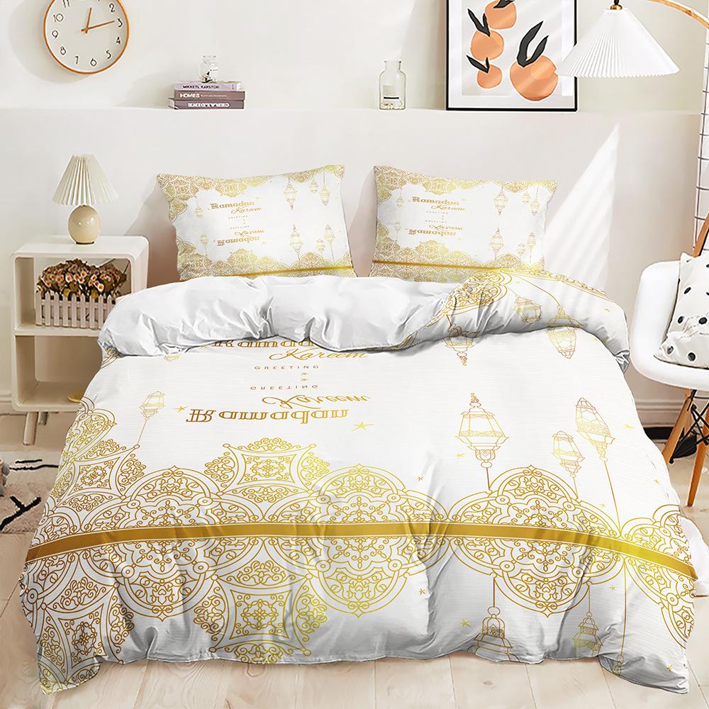 Stars and Moon Duvet Cover Twin King Muslim Ramadan Festival Bedding Set Microfiber Lamp Comforter Cover for Teen Adult Decor