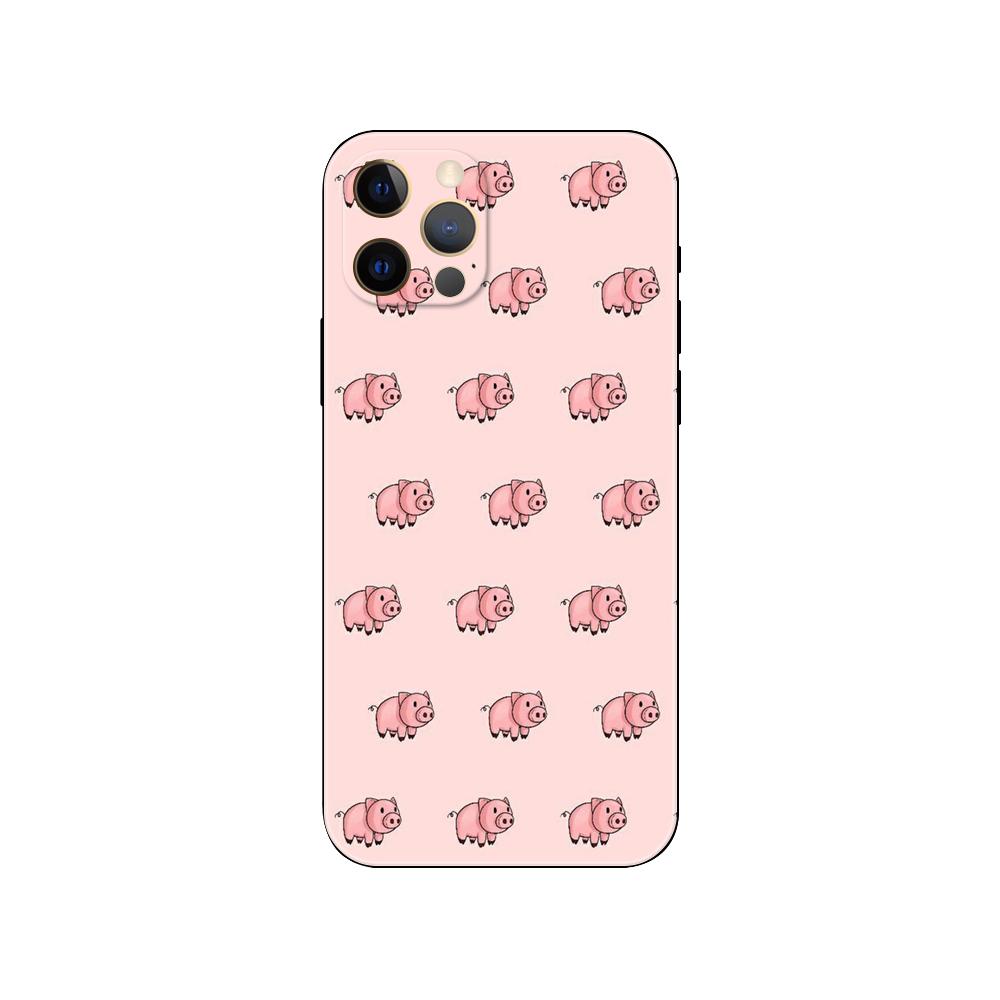Kawaii Pig Phone Case for Iphone 5 5s 2020se 6 6s 7 8 Plus X 10 XR XS 11 12 13 Mini Pro MAX Black Tpu Back Cover