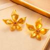 Solid Color Pearl Ear Studs Elegant Flower Earrings Jewelry Creative Ginkgo Leaf Earrings  Gift