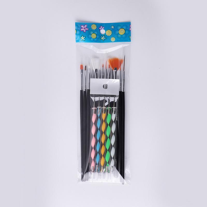 

Набор кистей для нейл-арта из 20 штук: Гелевые ручки, ручки для точек, веерные кисти для цветов и линий