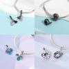 Copper Metal Blue Zircon Dragon with Wings Dinosaur Skeleton Authentic Original Pendant Bead Component Charm Bead Components Bead Components