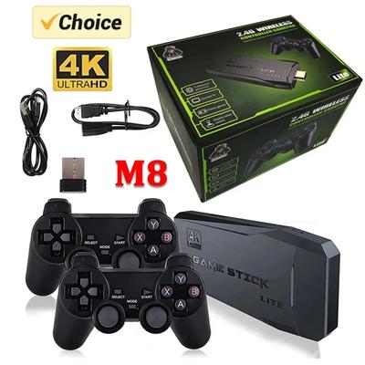 Videogame Sticks M8 Console 2.4G Dubbele Draadloze Controller Game Stick 4K 10000 games 64GB Retro game Voor Dropshipping Kerstcadeau