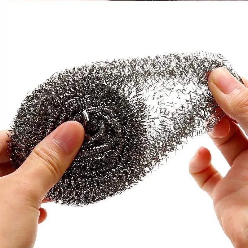 48Pcs Stainless Steel Cleaning Ball Steel Wire Ball Household Kitchen Washing Pots Pans Dishes Remove Dirt Rust Scrubbing Tool