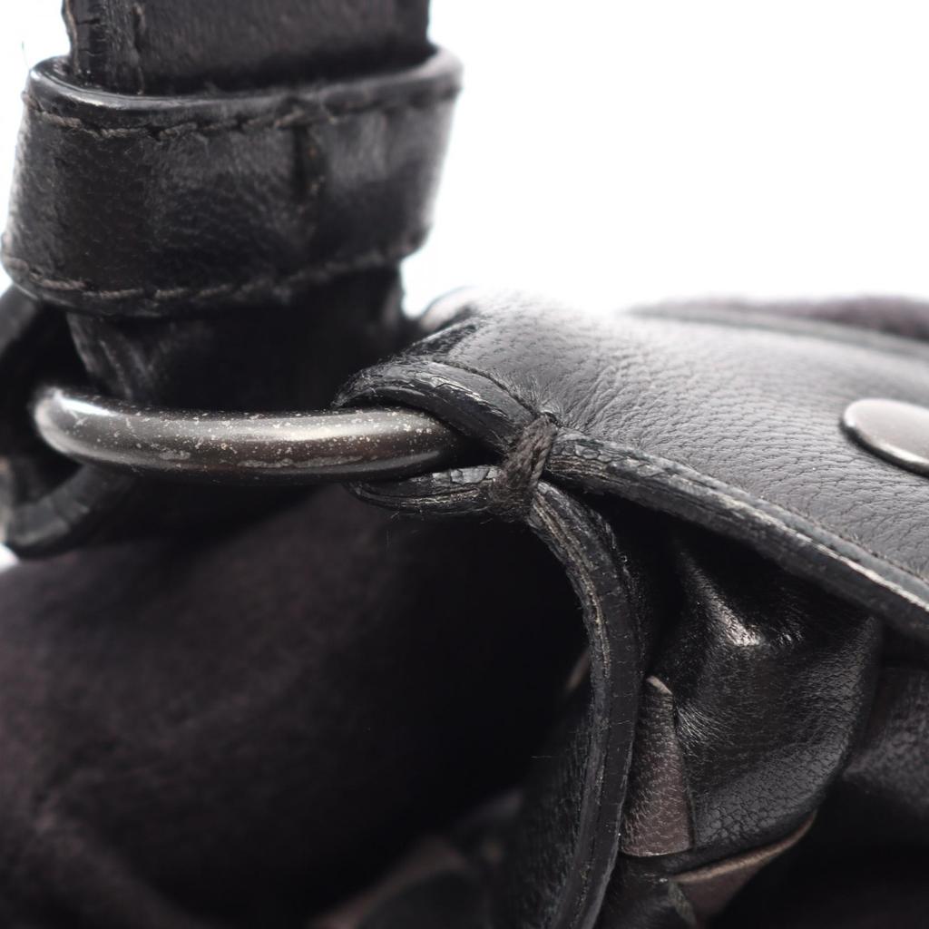 Used BOTTEGA VENETA Intrecciato Shoulder Bag leather Black Gray Used Women