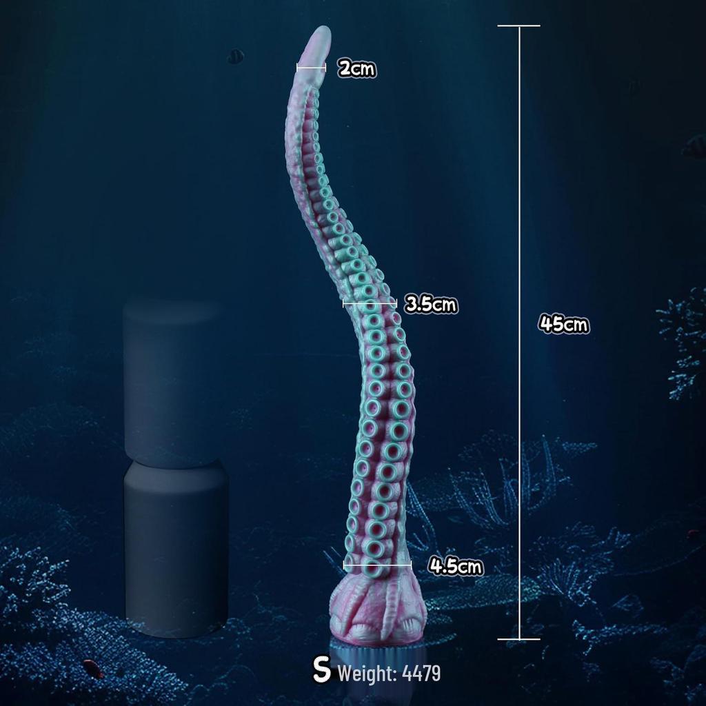 A184 Silicone Octopus Tentacle Toy - Purple & Green Anal Stimulation Dildo for Men & Women, SM Super Long Realistic Design.