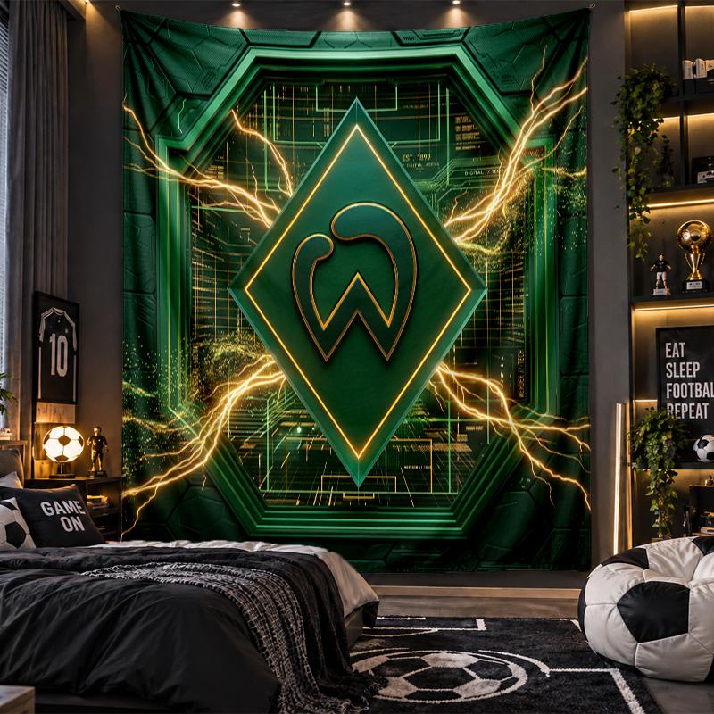 Wall Hanging Tapestry Werder Bremen Football Print Cloth for Living Room Bedroom Home Decor