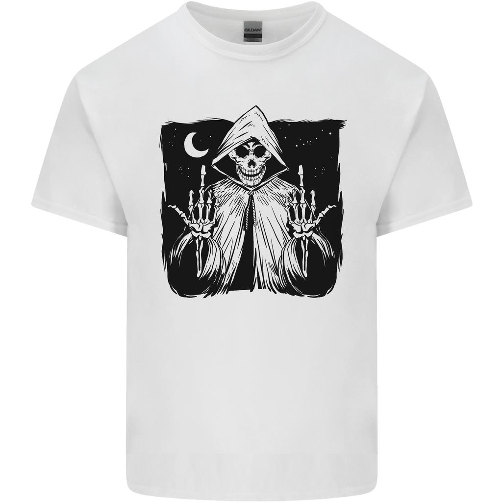 Grim Reaper Finger Flip Skull Biker Funny Unisexs Light Cotton TShirt