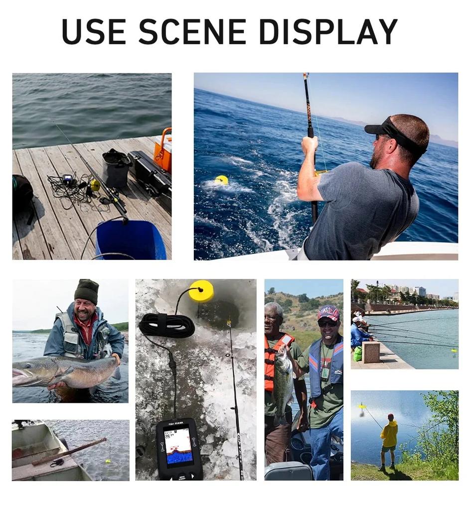 Fish Finders 45 Degrees 100M Portable Sonar for Fishing Echo Sounder Alarm Transducer Lake Sea Fishing Tackle Accessories