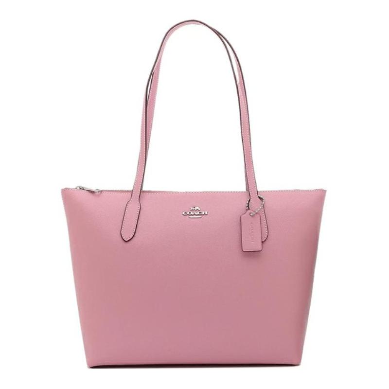 COACH 30 Brand Logo Zipper Closure Leather Tote Bag Tote Bag Shopping Bag Hand Shoulder Bag Large Women’s Pink