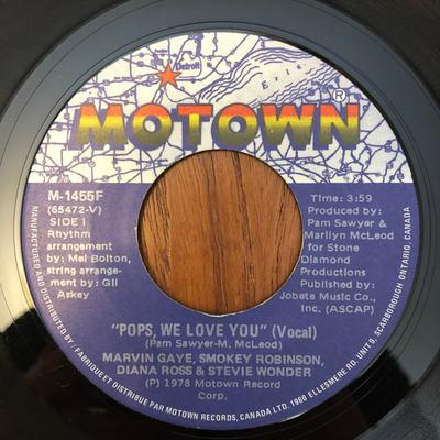 7inch Record DIANA ROSS, MARVIN GAYE, SMOKEY ROB - Pops, We Love You (A Tribute To Fat M1455F Motown 1978 Canada Soul/Funk Used