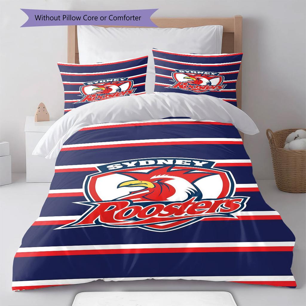 Sydney Roosters Fight Bedding Quilt Set Quilt Cover Pillowcase Home Decoration Birthday Gift (1 * Duvet Cover + 2 * Pillowcase, Without Core)