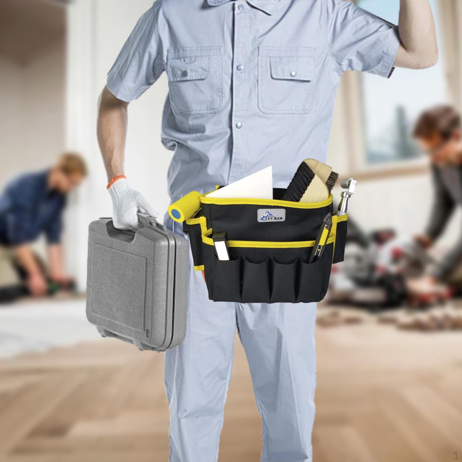 

Multi-Pocket Tool Organizer Bag for Electricians Welders Workshop Workers жовтий