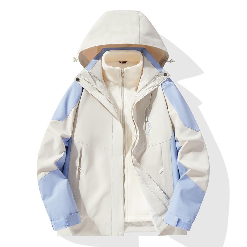 Outdoor Mountaineering Suit Jacket Three-in-one Detachable Wind-proof Waterproof Female Coat Couple Fleece Two-piece Suit