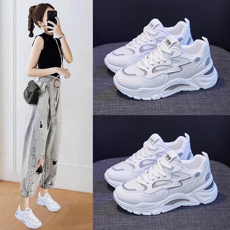Spring New Ins Dad Shoes Female Student All-Matching Thick Bottom Sneaker Women's Street Shooting Leisure