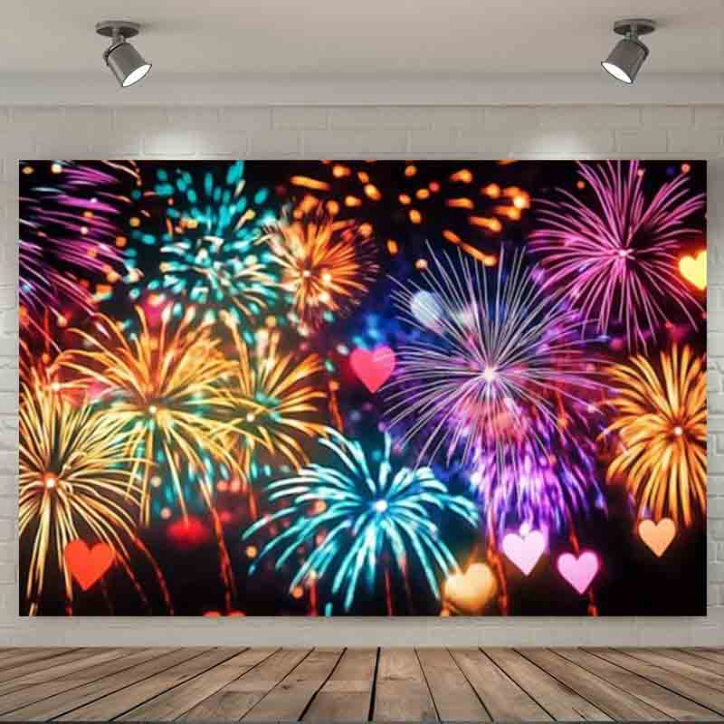 Heart Night Scene Photography Backdrop New Year Holiday Celebration Party Photo Booth Background Festival Studio Decor P